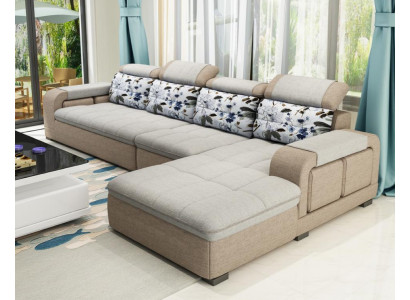 Ecksofa L-Form Eck Polstersofa Sëtz Design Couch Sofa Stoffer Wunnlandschaft Neit