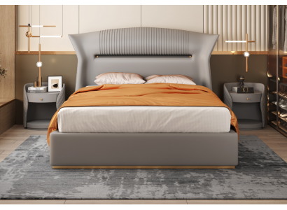 Grau Liederbett Design-Schlofzëmmer Miwwelen Duebelbett Luxus Hotel
