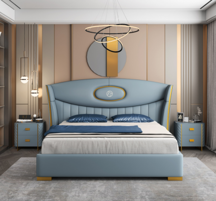 Italienesch Designer-miwwele Bett Duebel Schlofzëmmer 180x200cm Nei Better