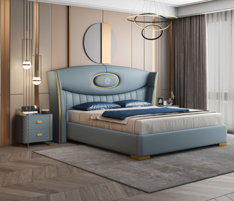 Italienesch Designer-miwwele Bett Duebel Schlofzëmmer 180x200cm Nei Better