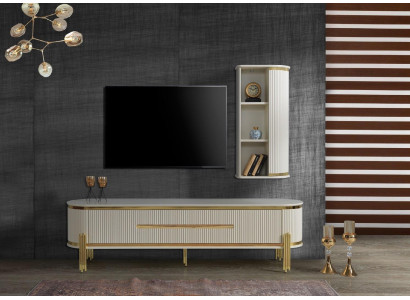 Luxus TV-Schaf, Fernseh Stänner, Kommod, Anrichte, Sideboard, Wunnwand 2-tlg, Nei