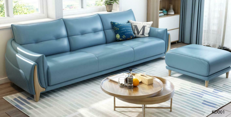 Canapé 3 Sëtzer Modern Relax Sëtz Miwwel Dräisëtzer Blo Polischter Luxus Miwwel Nei