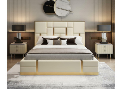 Modern Luxusbett Schlofkummer Italienesch Lieder Polster Duebel Better Metall Design.