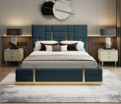 Modern Luxusbett Schlofkummer Italienesch Lieder Polster Duebel Better Metall Design.