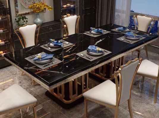 Luxus Modernen Marmor Stil Iessdësch Miwwelen Dësch Dëscher Iesszëmmer Design Kichen