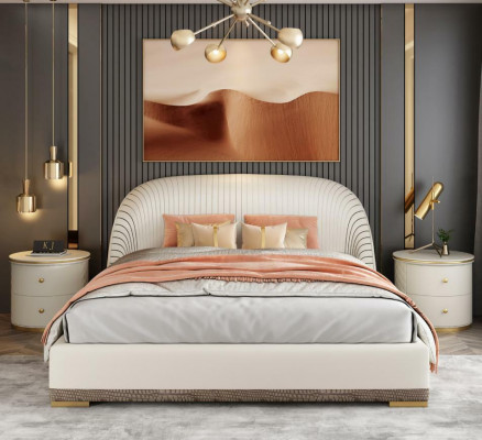 Designer Duebelbett Bett Hotel Luxus Lieder Schlofzëmmer 150/180x200cm