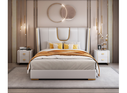 Luxus Schlofzëmmer Duebelbett Bett 150/180x200cm Lieder Metall Better