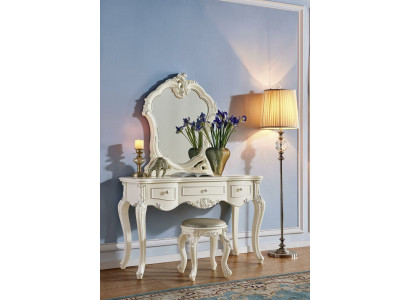 Makeup-Dësch mat Spigel Konsol Kommode Luxus Schlofzëmmer Barock