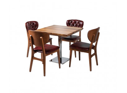Iessgruppe Dësch + x4 Chesterfield Armstull Set Grupp Iessgruppe 5tlg.