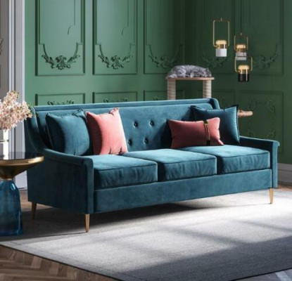 Stoff Dreesëtz Relax Sëtz Design Couch Lounge Canapéen Samt Sofa 3 Sëtz Miwwelen