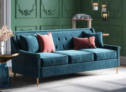 Stoff Dreesëtz Relax Sëtz Design Couch Lounge Canapéen Samt Sofa 3 Sëtz Miwwelen