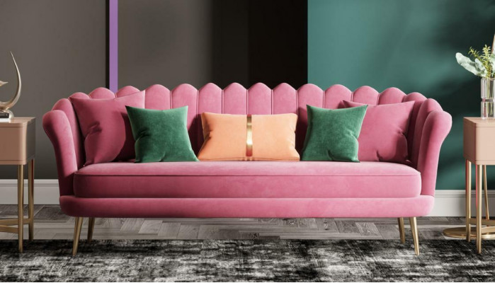 Couchen Miwwelen Relax Sëtzt Design Couch Lounge Canapéën Textil Canapé 3 Sëtzer Samett Nei