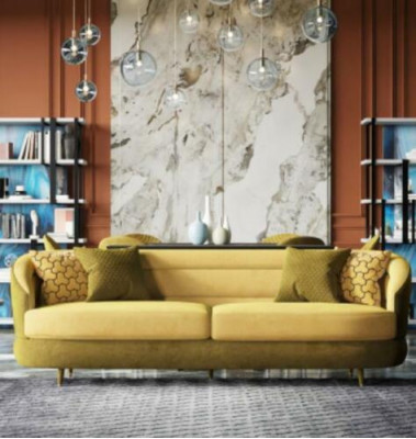 Relax Sëtz Design Canapé Lounge Sofas Textil Canapé 3 Sëtzer Dreisëtzer Samt