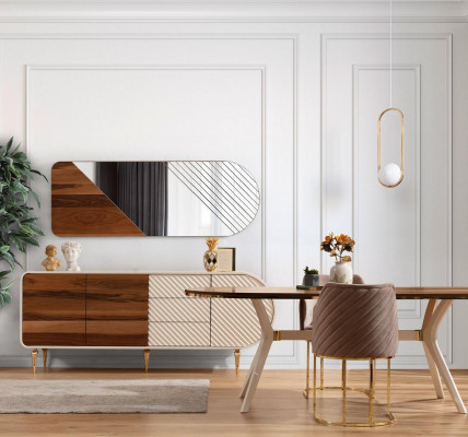 Kamäin Sideboard Feier Imitatioun Schaf Regal Sideboard Lowboard RTV TV Holz Nei