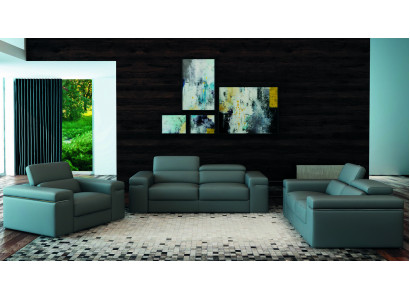 Ledercouch Couch Wunnlanschaft Garnitur Design Modern Sofagarnitur 3+2+1 Sofas 8020