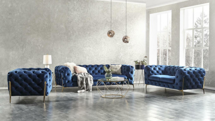 Chesterfield Samt Canapé Sofa Polster Sofagarnitur Garnituren XXL Grouss Canapé