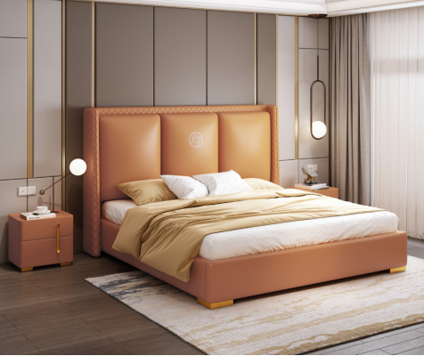 Bett Orange Schlofkummer Design Miwwelen Modern Luxus Better Bettgestell