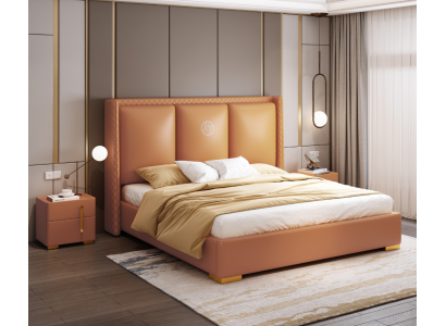 Bett Orange Schlofkummer Design Miwwelen Modern Luxus Better Bettgestell