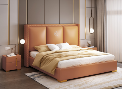 Bett Orange Schlofkummer Design Miwwelen Modern Luxus Better Bettgestell