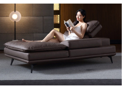 Wunnzëmmer Lounge Miwwelen Modern Design Sofa Lieder Braun Chaiselongue