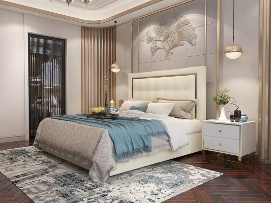 Bett Këssen Design Luxus Duebel Hotel Better Bestied 180x200cm Schlofzëmmer Metall