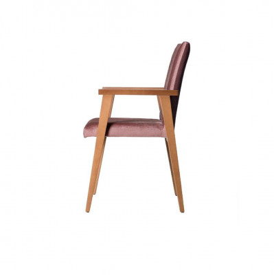 Design Stull Mat Aarmleenen Gepolstert Iesszëmmer Still Massiv Holz Textil Holz Nei