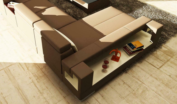 Ledercouch Couch Wunnlandschaft Eckcouch Eck Garnitur Design Modern Sofa 6138