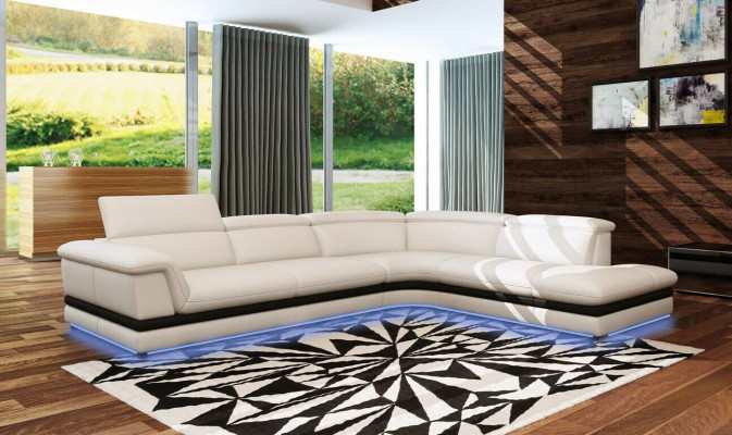 Ledercouch Canapé Wunnlandschaft Ecksofa Eck Garnitur Design Modern Sofa 5130