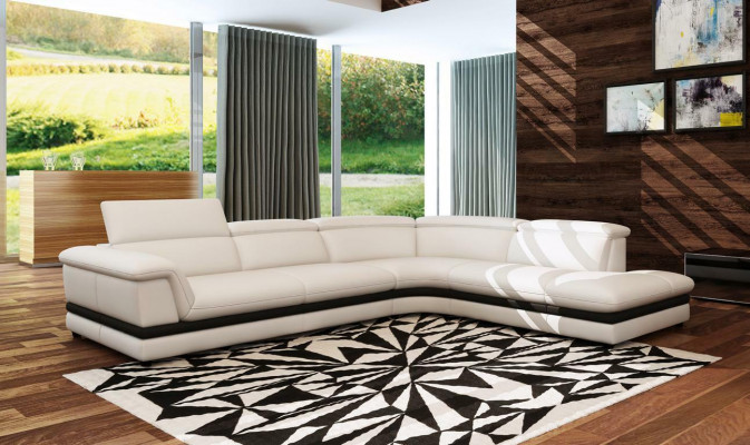 Ledercouch Canapé Wunnlandschaft Ecksofa Eck Garnitur Design Modern Sofa 5130