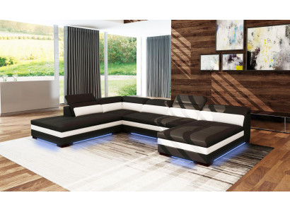 Ledercouch Canapé Wunnlandschaft Ecksofa Eck Garnitur Design Modern Sofa 5127