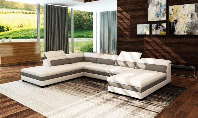 Ledercouch Canapé Wunnlandschaft Ecksofa Eck Garnitur Design Modern Sofa 5127