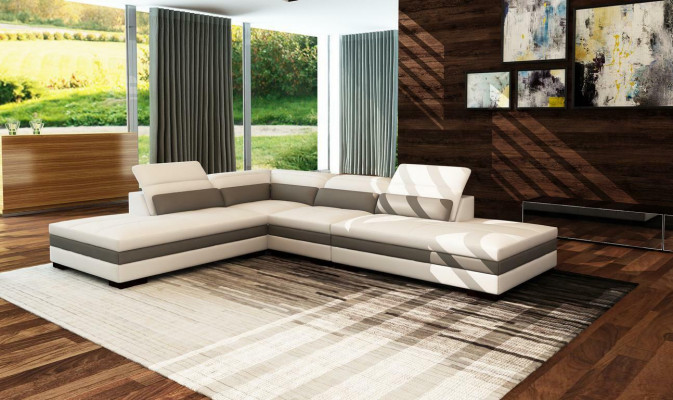 Ledercouch Canapé Wunnlandschaft Ecksofa Eck Garnitur Design Modern Sofa 5127