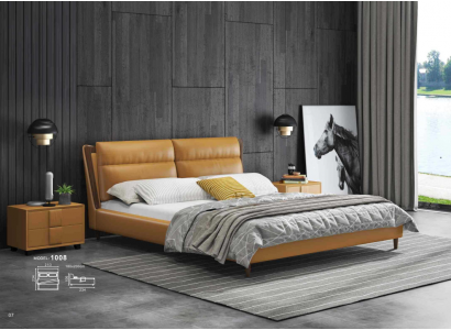 Design Liederbett Luxus gepolstert Better Duebel-Schlofzëmmer 180x200 Orange Miwwelen