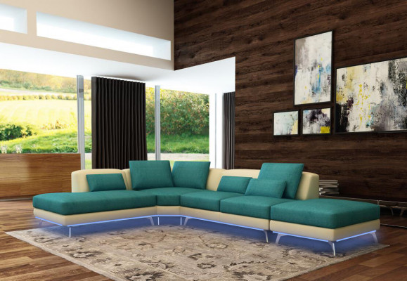 Ledercouch, Canapé, Wunnlandschaft, Eckcanapé, Eck Garnitur, Design Modern Canapé 5111