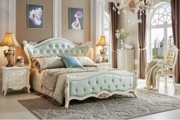Design-Schlofkummer 5 Stéck Bett Noped Barock Kleederschaf Massivholz