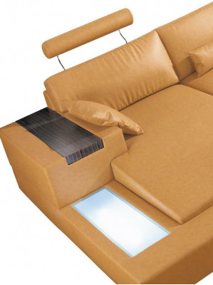 Grouss XXL Ledercouch Sofa Kanapé Polster Eck Lounge Garnitur U-Form Wunnlandschaft