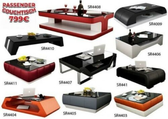 Grouss Ledersofa Couch Sëtz Polster Eck Garnitur Wunnlandschaft mat Beliichtung