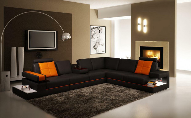 Ledercouch Kanapee Wunnlandschaft Ecksoda Eck Modern Garnitur Design Dekor