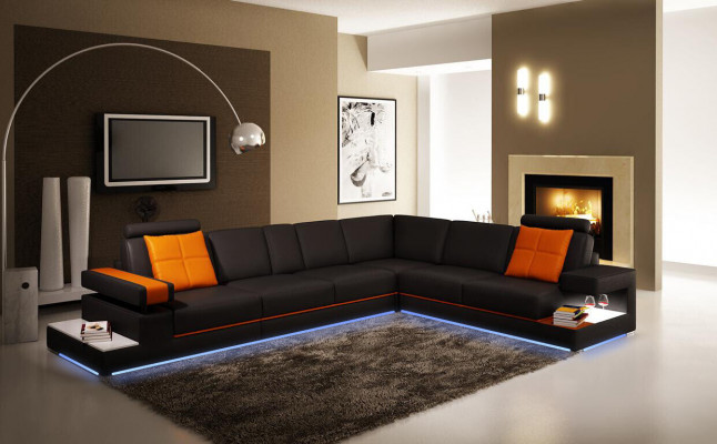 Ledercouch Kanapee Wunnlandschaft Ecksoda Eck Modern Garnitur Design Dekor