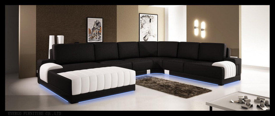 Polstersofa aus Lieder Sofa Canapé Polstereck Sitz Garnitur U Form XXL Grouss