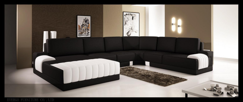 Polstersofa aus Lieder Sofa Canapé Polstereck Sitz Garnitur U Form XXL Grouss