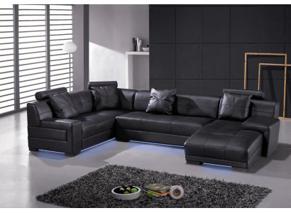 Ledercouch Couch Wunnlandschaft Eckcouch Eckgarnitur Modern Design Dekor