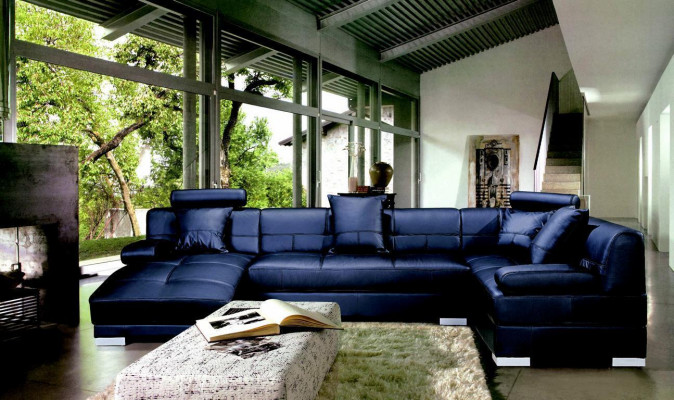 Ledersofa Couch Wunnlandschaft Ecksofa Eck Garnitur Design Modern Dekor