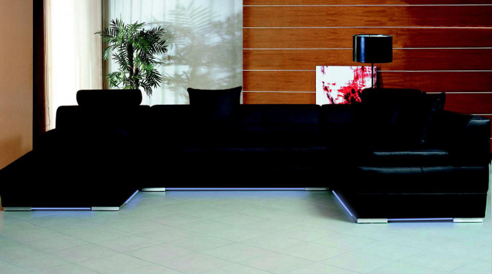 Ledersofa Couch Wunnlandschaft Ecksofa Eck Garnitur Design Modern Dekor