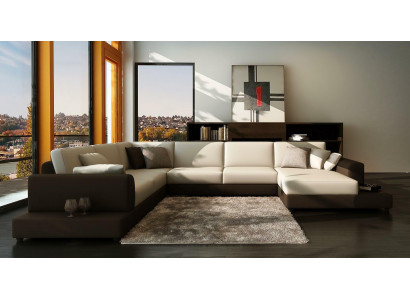 Lieder-Sofa Canapé Wunnlandschaft Ecksofa Eck-Garnitur Design Dekor Modern