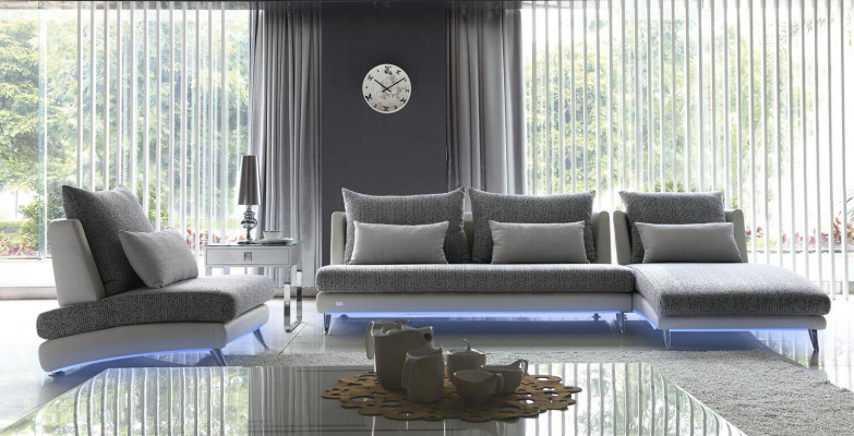 Modern Design Eckcanapé Polstercouch Garnitur 155x390cm Stoff Textil Sofa Ecke