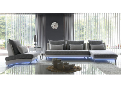 Modern Design Eckcanapé Polstercouch Garnitur 155x390cm Stoff Textil Sofa Ecke