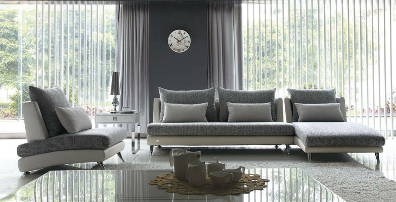 Modern Design Eckcanapé Polstercouch Garnitur 155x390cm Stoff Textil Sofa Ecke