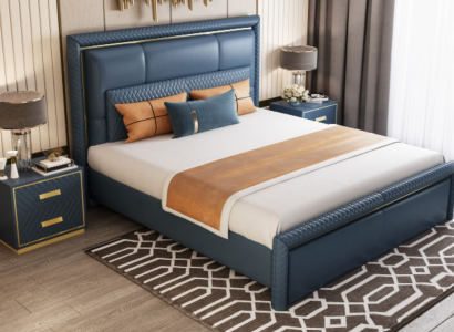 Design-Bett Schlofzëmmer Duebelbett Better Hotel Luxus Polster Lieder