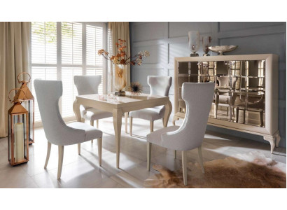 Luxus Iesszëmmer Iessdësch Stull Iessgrupp Eckbänk Stullen Luxus Wäiss Set 5st.